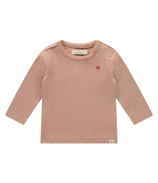 baby t shirt long sleeve rib dusty coral by A tiny story
